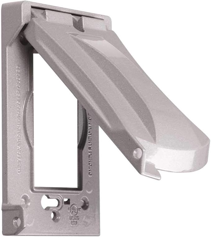 Hubbell Bell MX1050S Single-Gang Weatherproof Heavy Duty Universal Flip Cover, 2.87"W x 4.84"H, Gray Finish