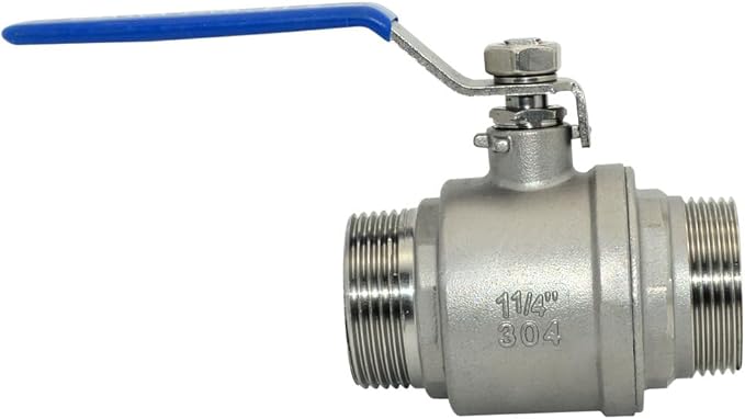1Pcs 1-1/4'' Ball Valve, Heavy Duty Male NPT (MNPT) X Male NPT (MNPT) Thread with Long Handle Switch, Stainless Steel NPT Full Port Forged 1" Ball Valve for Water Oil and Gas, 1000 WOG