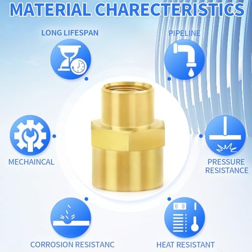 ChillWaves Brass Pipe Fitting, Reducer Hex Coupling 1/2" NPT Female x 1/4" NPT Female Thread Adapter(3-PACK)