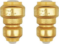HQMPC Push Fit PEX Fittings Straight Coupling 1/2"x3/4", Push-to-Connect Copper, CPVC, No lead Brass Plumbing Fittings (2PCS 1/2"x3/4")