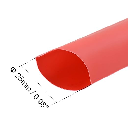 uxcell Heat Shrink Tubing, 1"(25mm) Dia 41mm Flat Width 2:1 Rate Shrinkable Tube Cable Sleeve 1m - Red