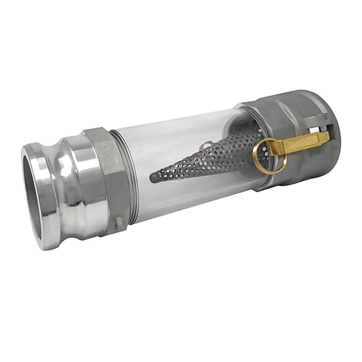 Gloxco 3" in-line Camlock Polycarbonate Sight Glass and Strainer Assembly (CAM-30-SGST-PCAL)