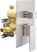 Brushed Nickel 3 Way Outlet Shower Diverter Valve - Flow Control Mixer Mixing Rough-In Shower Valve Modern Concealed