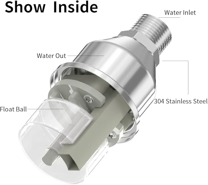 304 Stainless Steel Float Valve,Stainless Steel Float Valve,1/2 to 3/4 Inch Automatic Water Level Control, No Pump Needed for Water Tanks,Livestock Troughs（Top/Side Entry）
