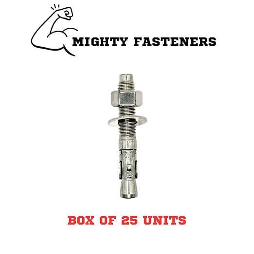 Wedge Anchors – Heavy-Duty 304 Stainless Steel Expansion Bolts for Concrete & Masonry, Rust-Resistant & Durable - 1/2" X 3-1/4" - 25 Pack