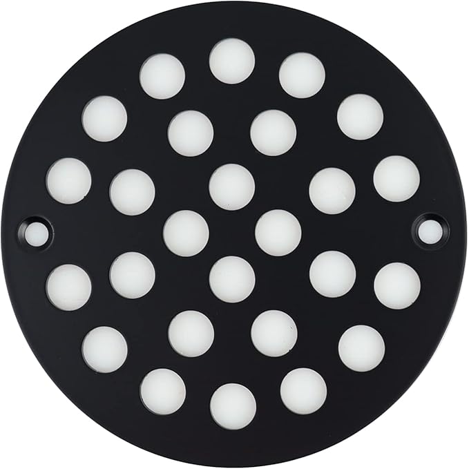 4 Inch Screw-in Round Shower Drain Cover Replacement Floor Drainer with Screws (Black)