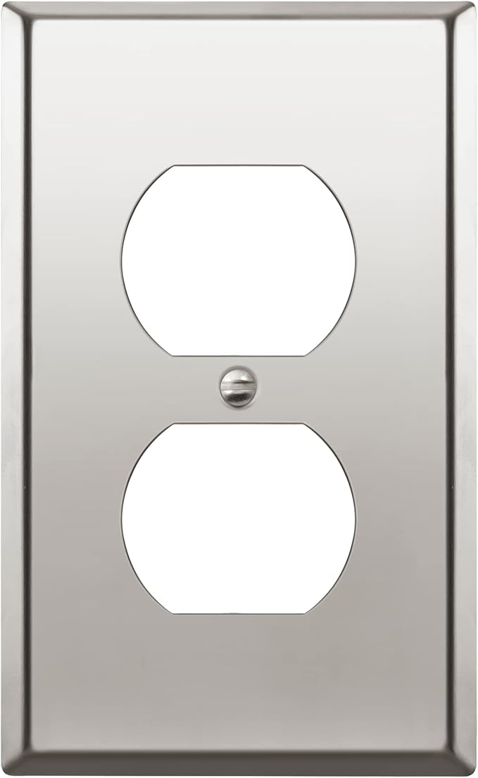 ENERLITES Duplex Receptacle Outlet Metal Wall Plate, Stainless Steel Outlet Cover, Corrosion Resistant, Size 1-Gang 4.50" x 2.76", Stainless Steel 201, 7721-PC, Polished Chrome, Silver