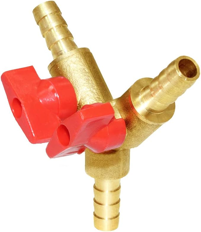 Joywayus 3/8" Hose Barb, Y shaped Type 3 way Union Intersection/Split Brass Shut off Ball Valve Fitting