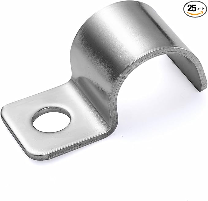 Conduit Pipe Clamps, 304 Ss Pipe Mounting Brackets, Metal One-Hole P-type Clips for Tube or Wire Cord Installation Fixed Clip | OD 9/16" | 25 Pcs