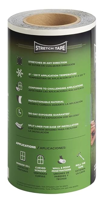 ZIP System Huber Stretch Tape | Self-Adhesive Flexible Flashing for Doors-Windows (10" x 20')