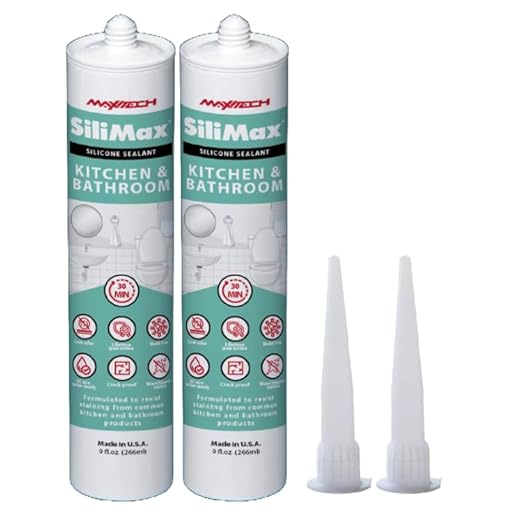 Kitchen & Bathroom Silicone Caulk – 100% Clear Silicone Sealant Waterproof for Sinks, Tubs, Shower Seal & Toilet Seal – Crack-Proof, Quick-Dry Formula Silicone Caulking, 2-Pack