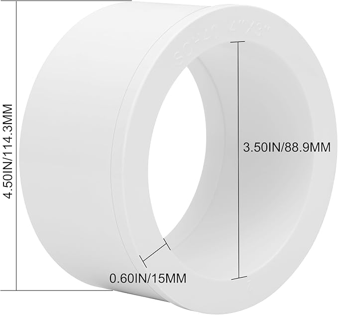 4"x 3" PVC DWV Reducing Bush Adapter Pipe Fitting SCH40 PVC Reducer Bushing (Socket x Socket) PVC Pipe Reducing Bushing Fitting for Home Sewer Plumbing