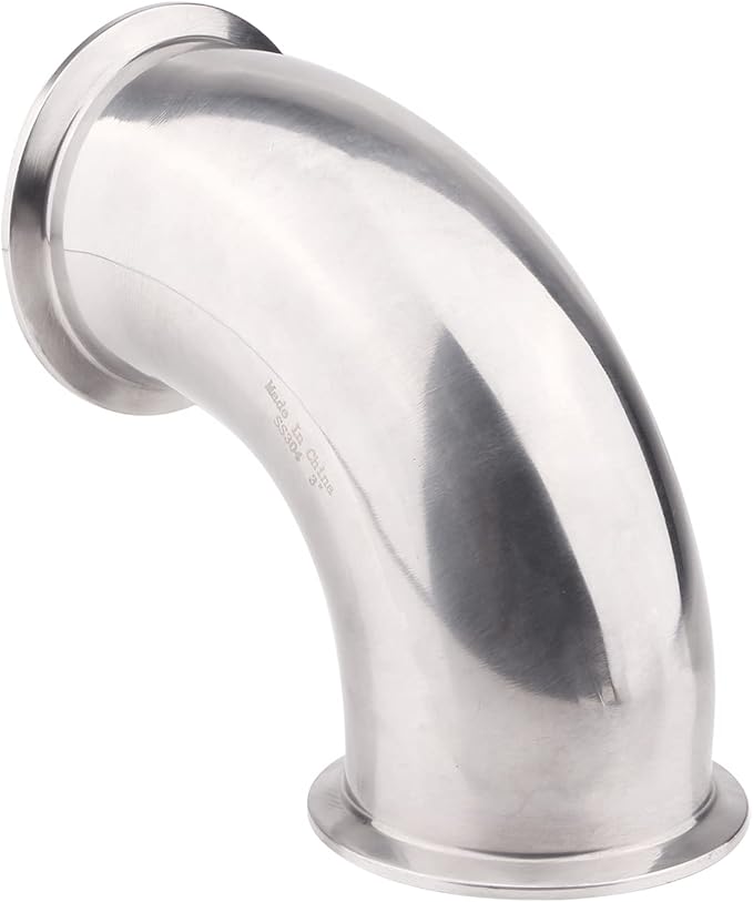DERNORD Sanitary Ferrule Elbow 90 Degree Pipe Fitting with 2 Piece Silicone Gasket SS304 Tri Clamp (3" Tube OD)