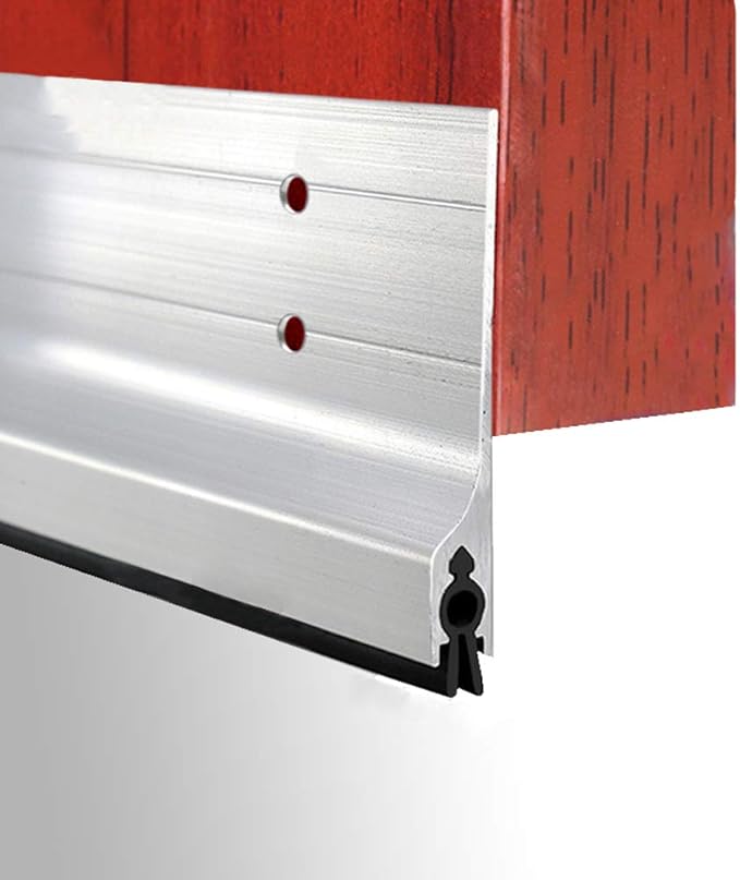 42 inch Door Draft Stopper Bottom Mice Seal Strip Metal Noise Blocker, Aluminium Mouse Sweep 2" Height, Silver