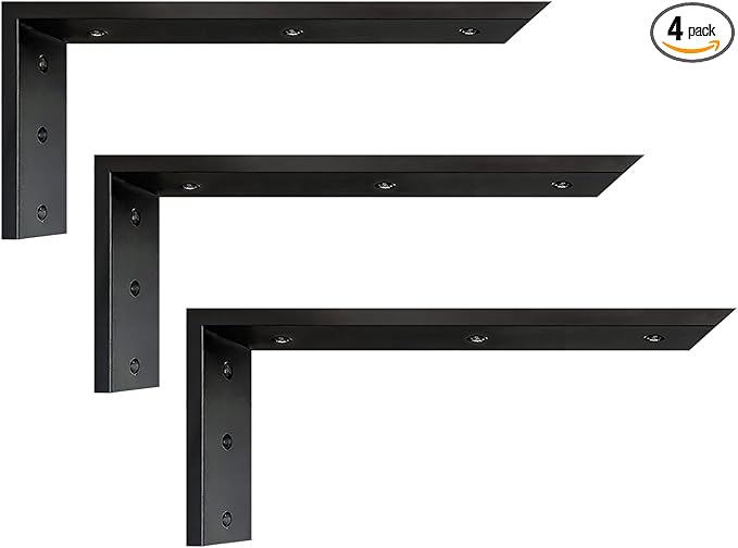 Countertop Support Bracket 10 inch 4 Pack Granite Countertop Bracket 10" x 6" x 2 1/2" Heavy Duty Shelf Bracket L Bracket Mantel Corbels for Wood/Quartz/Concret/Laminate Countertops