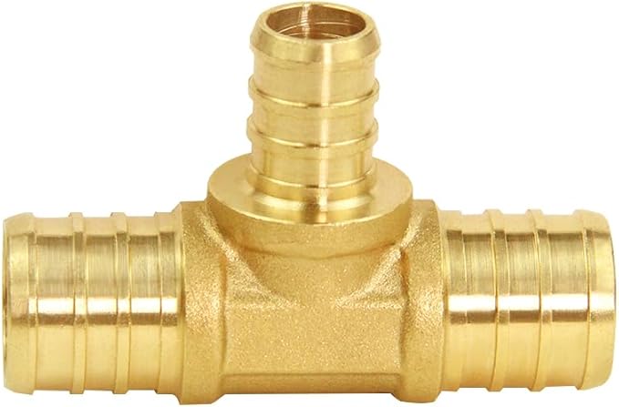 Hooshing 9PCS 3/4" X 3/4" X 1/2" Pex Reducing Tee Solid Brass Crimp Plumbing Fittings for Pex Pipe Hose