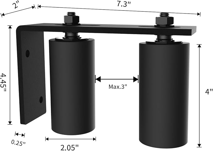 4" Gate Roller Guide with L-Bracket, Universal Adjustable Gate Guide Roller,Sliding Gate Rollers,Heavy Duty Sliding Gate Kit for Door Hardware and Sliding Gates