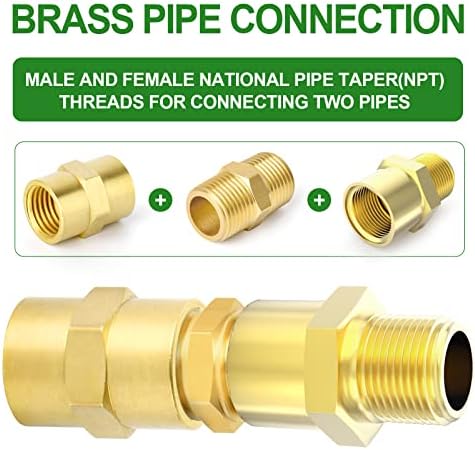 TAISHER 10PCS Brass Pipe Fitting, Adapter, 3/8" NPT Male x 3/8" G Thread (BSP) Female