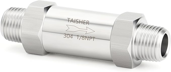 TAISHER 1PCS 304 Stainless Steel 1/8" NPT Male Check Valve,Backflow Prevention,One Way Non-Return Check Valves