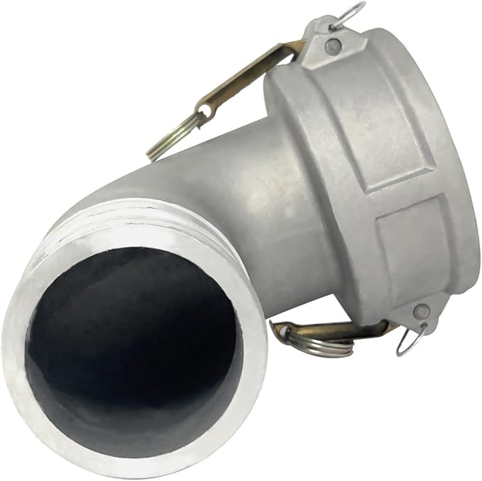 Gloxco Aluminum Type DA Cam and Groove Hose Fitting, 90 Degree Elbow Reducer, 4" Female Camlock x 3" Male Camlock (CAM-4030-DA90-AL)