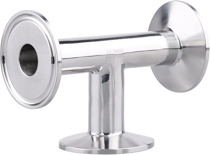 DERNORD Clamp Tee 3 Way Stainless Steel 304 Sanitary Fitting Fits 1.5" Tri-clamp, 19mm Pipe OD