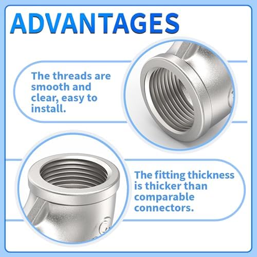 ChillWaves 304 Stainless Steel Pipe Fitting, 90 Degree Elbow 3/4" NPT Female x 3/4" NPT Female Thread Adapter(3-PACK)
