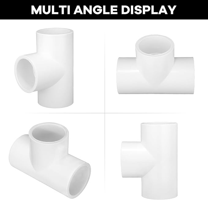 12-Packs 3/4 inch Tee PVC Fitting 3 Way Furniture Grade Pipe Elbow Connector for DIY PVC Shelf Greenhouse Pipe Fittings
