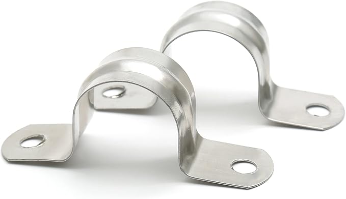 25PCS M25 (1 Inch) Conduit Clamps, Stainless Steel Two Hole Strap U Bracket Rigid Pipe Strip, Cable Clamp Hanger with 2 Holes Fit for 1 inch Pipes OD
