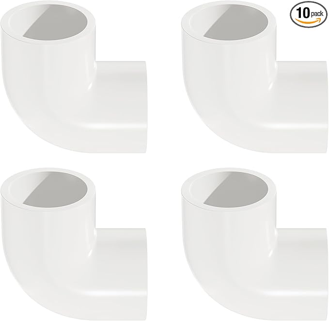 1-1/2" 10 Pcs 90 Degree Elbow Pipe Fittings (Socket x Socket), Heavy Duty 2 Way Right Angle Pipe Fitting for DIY Creations, Schedule 40 PVC Coupling Adapter.