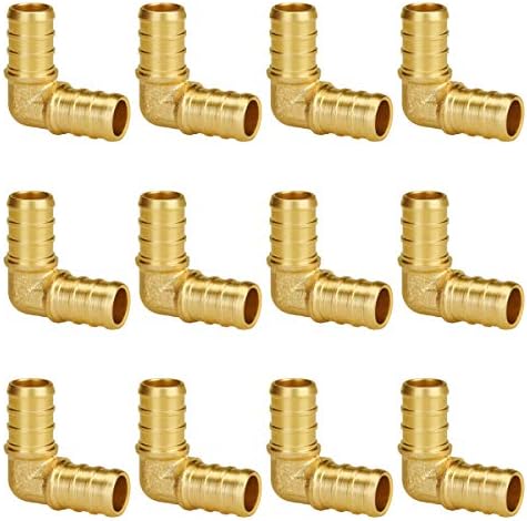 SUNGATOR 1/2 Inch 90 Degree Elbow, Brass PEX Fittings, 12-Pack