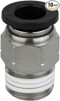 PneumaticPlus PC-1/4-N3 Push to Connect Fittings, Male Straight - 1/4" Tube OD x 3/8" NPT Thread (Pack of 10)