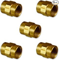 1/2" NPTF x 3/8" NPTF Female Brass Coupling/Coupler Pipe Thread Union/Joiner Fitting | 33300-08-06 (5-PACK)