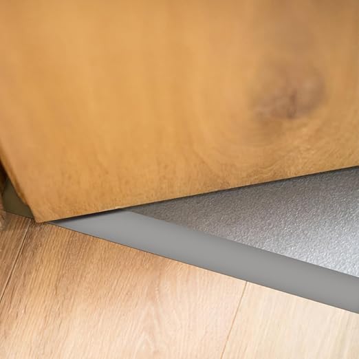 8Ft Floor Transition Strip, 3in Wide Self Adhesive Vinyl Threshold Strip for Joining Floor Gaps Wood Grain Design Tap(Gray)