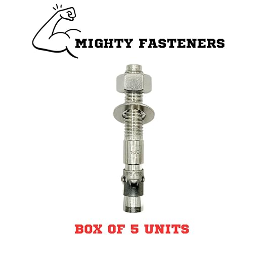 Wedge Anchors – Heavy-Duty 304 Stainless Steel Expansion Bolts for Concrete & Masonry, Rust-Resistant & Durable - 7/8" X 6" - 5 Pack