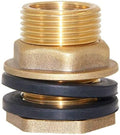 Joywayus 1/2" NPT Female 3/4" GHT Male Soild Brass Water Tank Connector Theaded Bulkhead Fitting with 2 Rubber Ring Stablizing