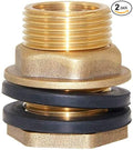 Joywayus 2PCS 1/2" NPT Female 3/4" GHT Male Soild Brass Water Tank Connector Theaded Bulkhead Fitting with 2 Rubber Ring Stablizing …