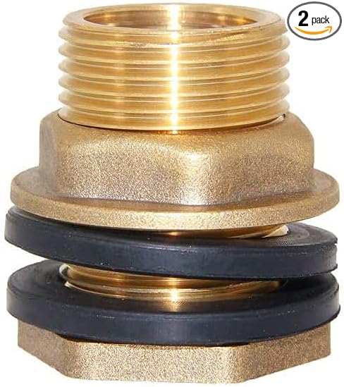 Joywayus 2PCS 1/2" NPT Female 3/4" GHT Male Soild Brass Water Tank Connector Theaded Bulkhead Fitting with 2 Rubber Ring Stablizing …