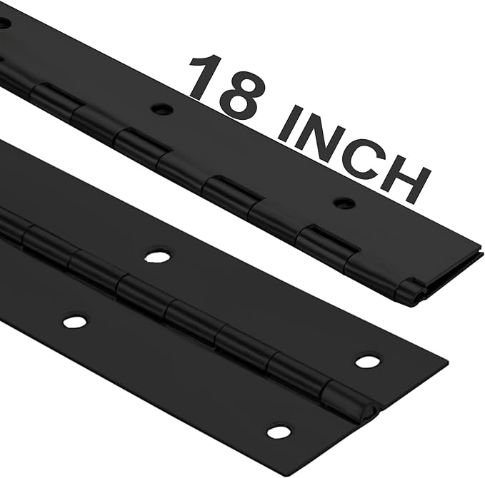 2Pack Heavy Duty Piano Hinge, 2" Open Width x 18" Continuous & Piano Hinges, 0.06” Thick Stainless Steel Piano Hinge with Holes, Black Stainless Furniture Hinges for Cabinet Door Cases Woodworking