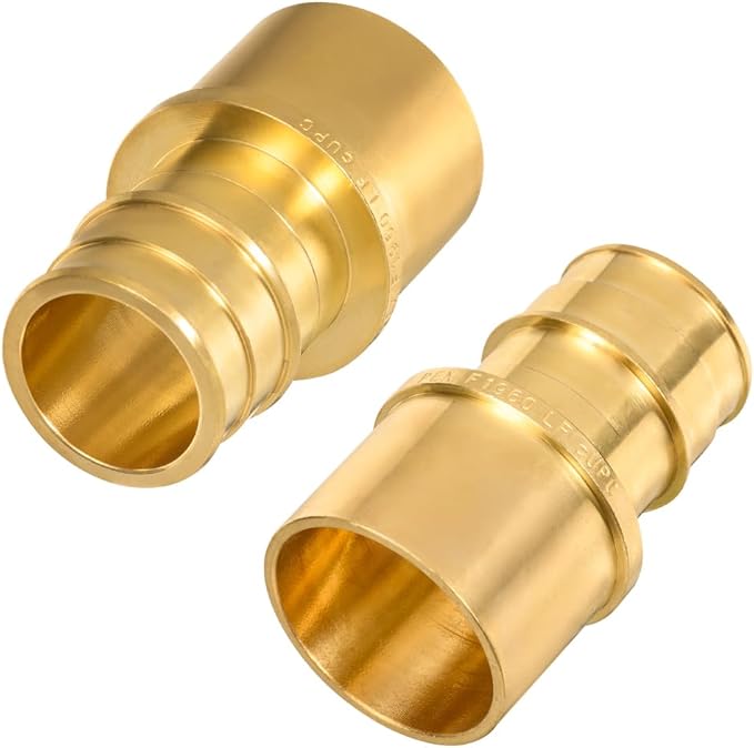2 Pack Brass Expansion Female Sweat Adapter,1" Pex A Expansion x 1" Sweat Brass Expansion Fitting ONLY Full Flow For Pex-A Tubing Connection, NSF/ANSI 61 NSF 372 Certificate