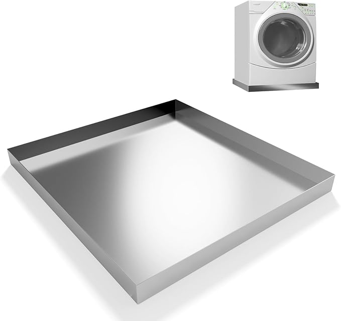 Washing Machine Pan-32" x 30" x 2.5" Heavy Duty 304 Stainless Steel Washing Machine Tray, Washer Pan, Washing Drain Pan, Protecting The Floor, Wood Deck, No Hole