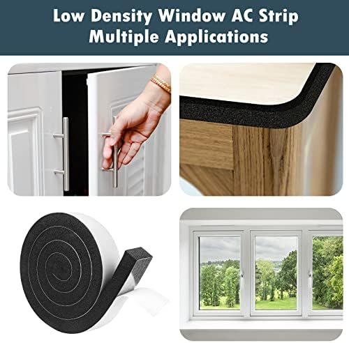 YIJUHOU Weather Stripping Door Seal Window Air Conditoner Insulation Foam Seal Tape Black Open Cell Door Seal Strip (2IN*1IN*6.5FT)