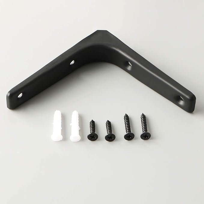 SAYAYO Black Shelf Bracket 20 PCS, 4 x 4 Inch L Shape Wall Brackets Heavy Duty Metal Bracket Hanging Angle Brackets Shelf Support