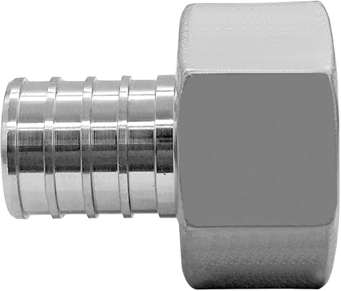 Barb Crimp PEX 3/4" x 3/4" NPT Female Thread Adapter Stainless Steel Crimp Fitting (Pack of 3)