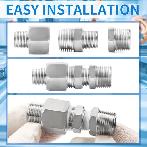 ChillWaves 304 Stainless Steel Pipe Fitting, Reducer Hex Bushing 3/4" NPT Male x 1/4" NPT Female Thread Adapter(3-PACK)