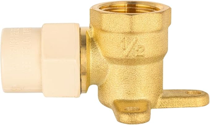 (Pack of 2) EFIELD 1/2" CPVC Slip X 1/2" Female NPT Brass Drop Ear Elbow, No Lead Brass,(PEX1807506-2PCS)