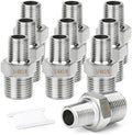 TAISHER 10PCS 304 SS New Hex Nipple, 1/4" NPT Male x 1/8" NPT Male