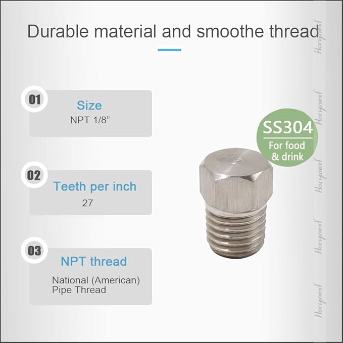 npt 1/8 stainless steel Male Thread hex Head water Pipe Plug, adapt to cap brass socket fitting manifold nut (Pack of 4)