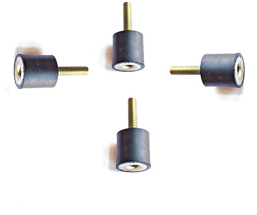 4 Rubber Vibration Isolator Mounts (1" Diameter x 1" Height) 5/16-18 x 1-1/4" Long Stud