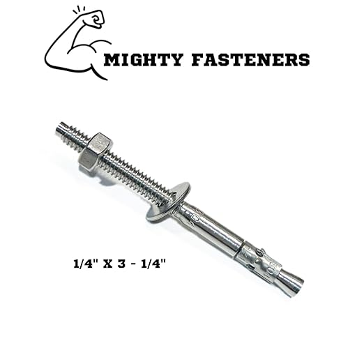 Wedge Anchors – Heavy-Duty 304 Stainless Steel Expansion Bolts for Concrete & Masonry, Rust-Resistant & Durable - 1/4" X 3-1/4" - 10 Pack