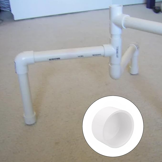 2 Pack 3"PVC Pipe End Cap Fitting Schedule 40 Furniture Grade 3" PVC Pipe Plug Adapter for Build Furniture DIY Garden Shelf, White